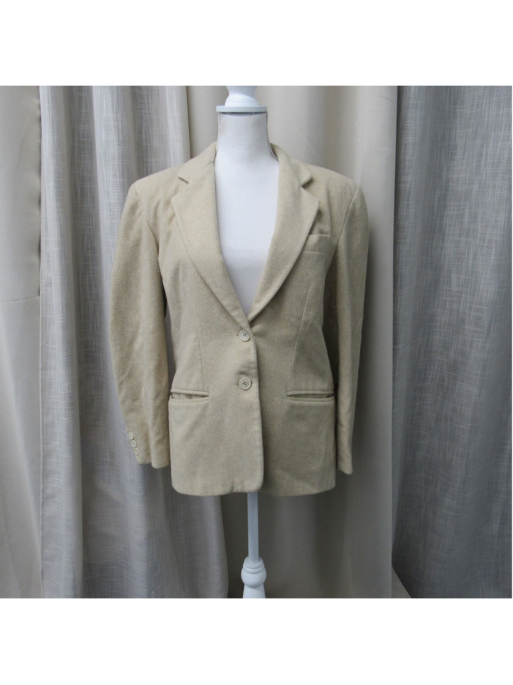Umberto Tozzi Vintage Cream Cashmere Wool Blend Blazer Jacket Made in Italy S